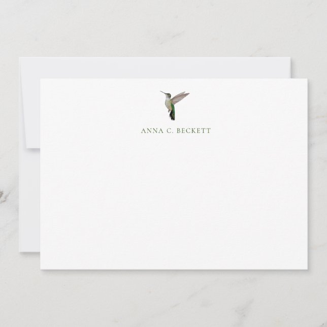 Custom Anna's Hummingbird Note Card (Front)