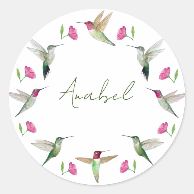 Custom Anna's Hummingbirds  Classic Round Sticker (Front)
