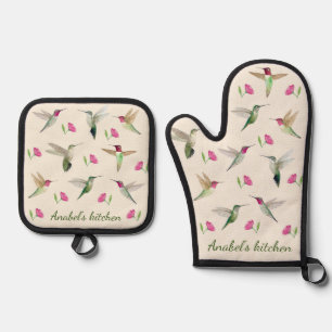 Custom Anna's Hummingbirds  Oven Mitt & Pot Holder Set