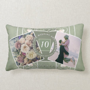 Custom Anniversary 2 Photos+Templates Canvas Pri Lumbar Cushion