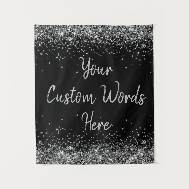 Custom Anniversary Backdrop Birthday Party Silver Tapestry (Front)