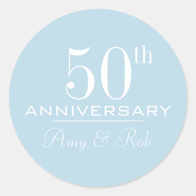 Custom Anniversary modern stylish minimalist Classic Round Sticker (Front)