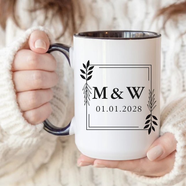 Custom Anniversary Mug – Personalised Couple Gift (bridal shower favor, minimalist bride mug, hubby coffee mug, wife coffee mug, newlyweds coffee mug,)