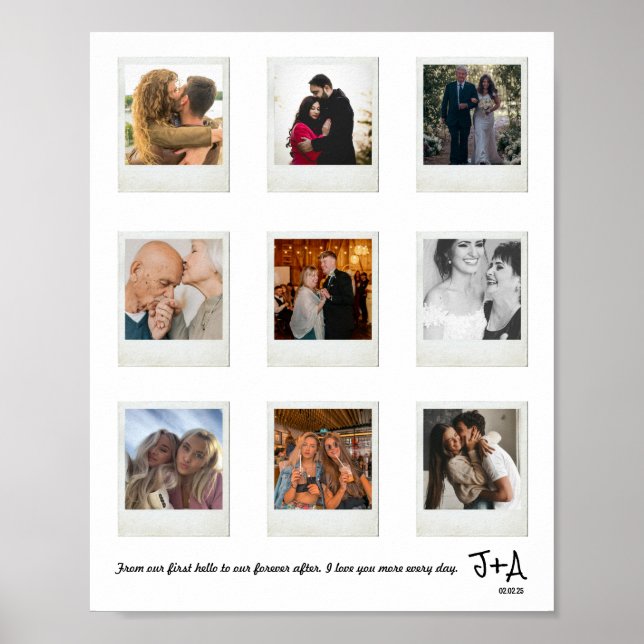 Custom Anniversary Photo Collage Frame Poster (Front)