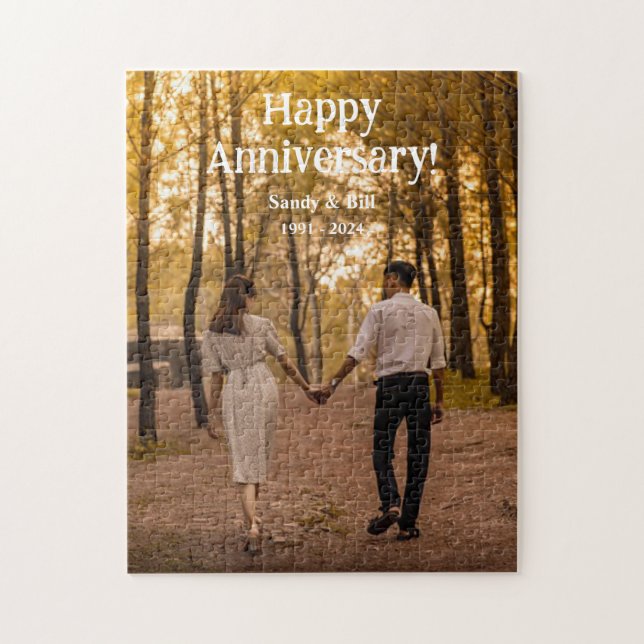 Custom anniversary photo create your own jigsaw puzzle (Vertical)