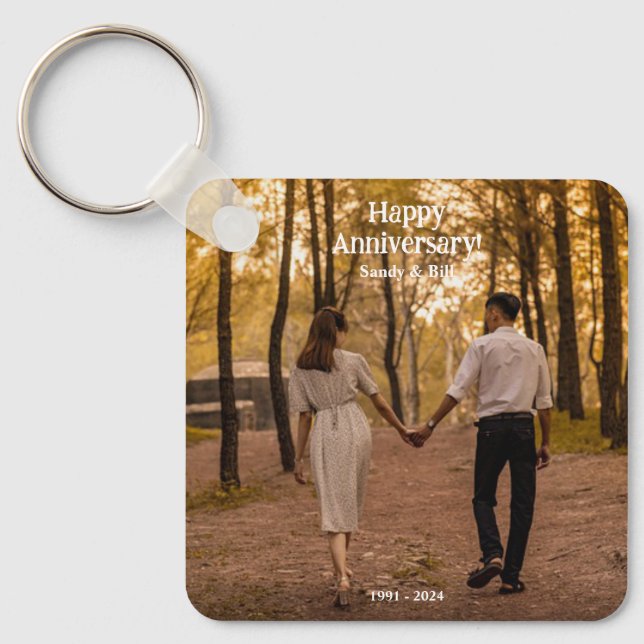 Custom anniversary photo create your own key ring (Front)