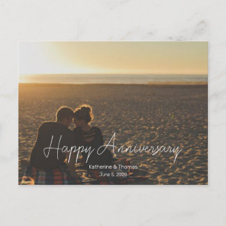 Custom Anniversary Photo Personalised text modern Holiday Postcard
