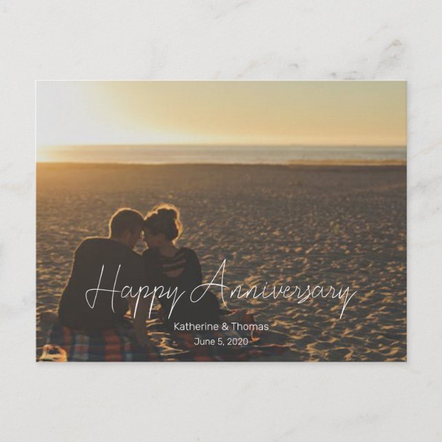 Custom Anniversary Photo Personalised text modern  Holiday Postcard (Front)