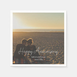Custom Anniversary Photo Personalised text modern  Napkin