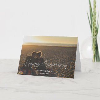 Custom Anniversary Photo Personalised text modern Thank You Card