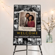 Custom Anniversary Sign, Retro Photo Collage