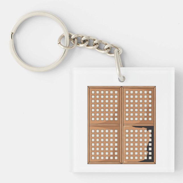 Custom Antique Capiz Shell Window Panels Buttons Key Ring (Front)