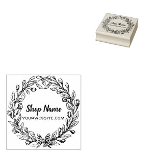 Custom Antique Small Business Floral Wreath Rubber Stamp