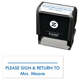 Custom Any Colour Please Sign & Return Teacher Nam Self-inking Stamp