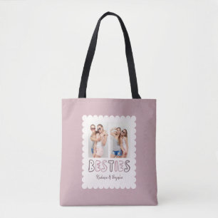 Custom Any Colours 2 Photo Friends Besties Tote Bag