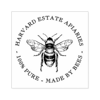 Custom Apiaries Bee Stamp with Dark Text