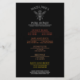 Custom Apiary Honey Menu