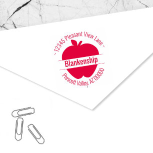 Custom Apple Artwork Circular Address Name Self-inking Stamp