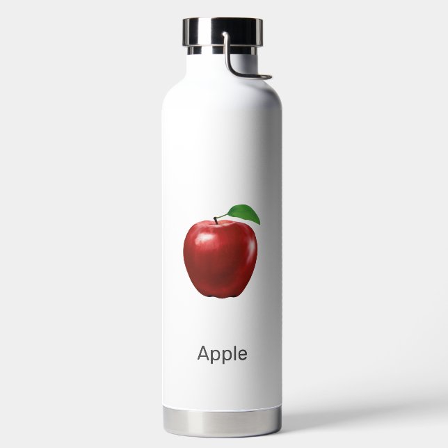 Custom Apple Fruit Image and Editable Text Water B Bottle (Left)