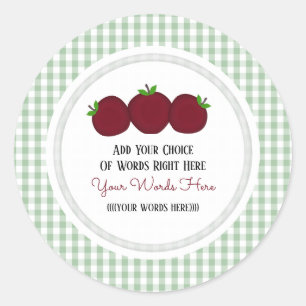 Custom Apple Gingham Classic Round Sticker