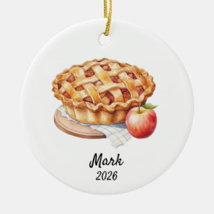 Custom Apple Pie ornament, Apple Pie Christmas Ceramic Tree Decoration