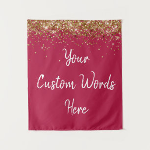 Custom Apple Red & Gold Birthday Party Photo Booth Tapestry