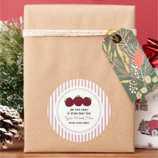 Custom Apple Stripe Classic Round Sticker