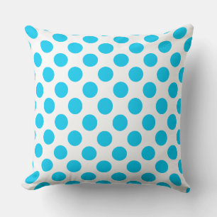 Custom Aqua Blue Polka Dot Throw Pillow