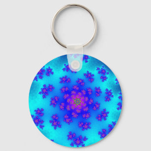 Custom Aqua Floral Sprinkles Keychain