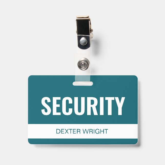Custom Aqua Hotel Security Employee ID Badge (Front with Clip)