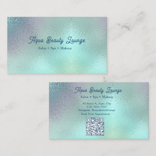 Custom Aqua Silver Salon   Beauty Spa Business Card