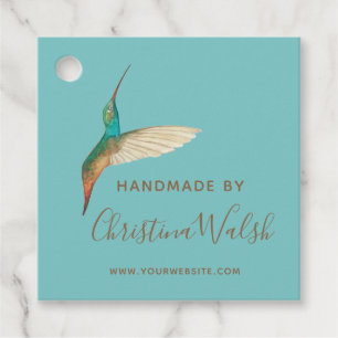 Custom Aqua Sky Hummingbird Favour Tags
