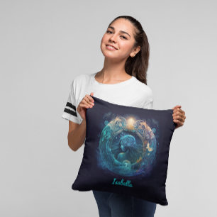 Custom Aquarius Zodiac Horoscope Fantasy Sun Sign Cushion