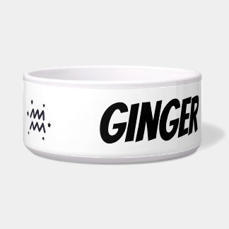 Custom Aquarius Zodiac Sign Ceramic Pet Bowl