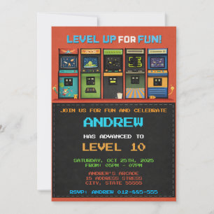 Custom Arcade Video Game Birthday  Invitation