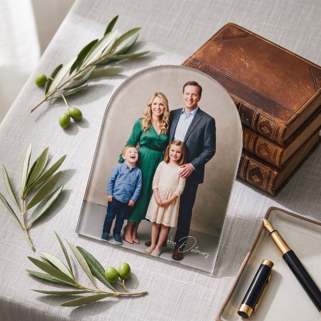 Custom Arched Acrylic Family Portrait Plaque Invitations (Elegantly display your memories on modern acrylic.)