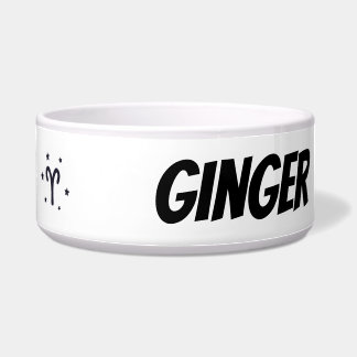 Custom Aries Zodiac Sign Ceramic Pet Bowl