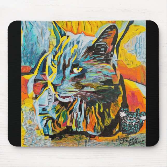 Custom Art Cat and Mouse Pad (Front)