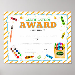 Custom art certificate award editable poster
