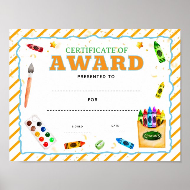 Custom art certificate award editable poster (Front)