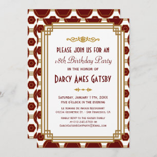 Custom Art Deco Birthday Party Invitations
