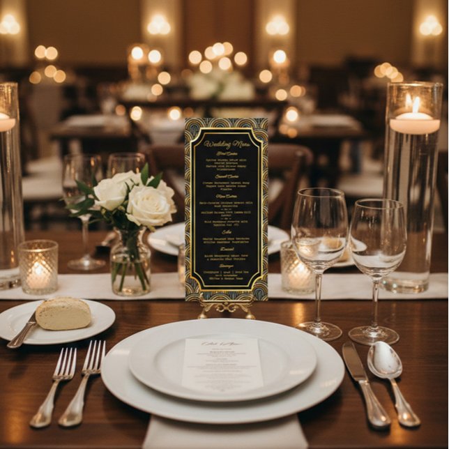 Custom Art Deco Embroidered-Style Wedding Menu (Creator Uploaded)