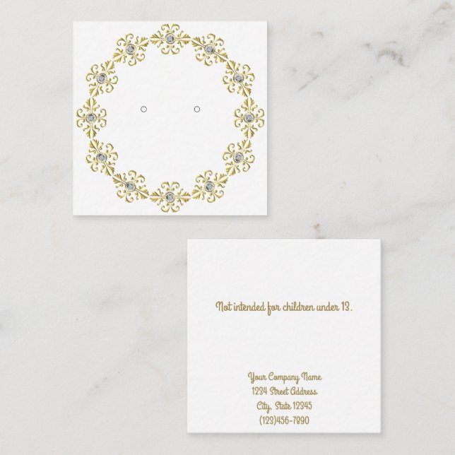 Custom Art Deco "Gold" Wreath Earring Display Card (Front/Back)