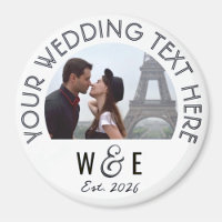Custom Art Deco Text Photo Magnet Wedding Favours