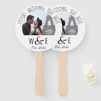 Custom Art Deco Text Program Fans Wedding Favours