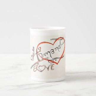 custom art design calligraphy bone china mug