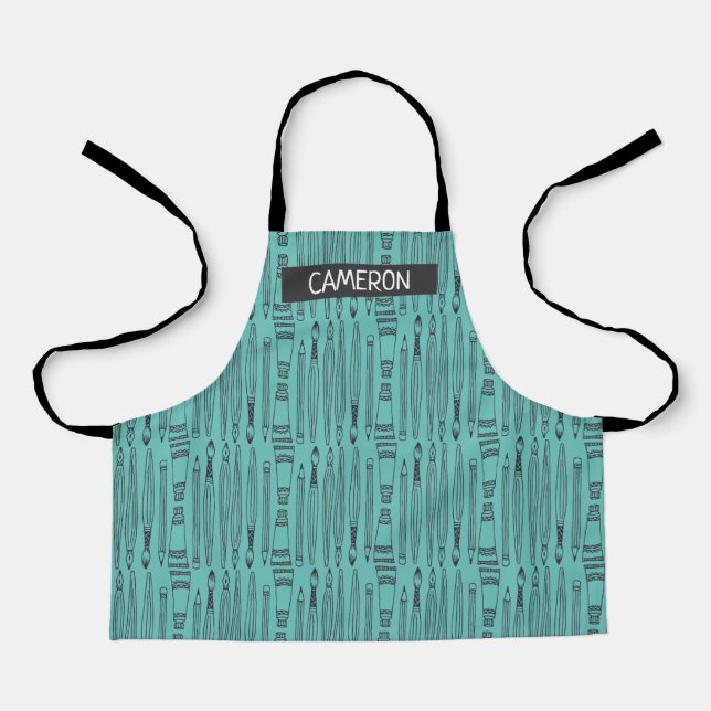 Custom Art Doodle All-Over Print Apron (Front)