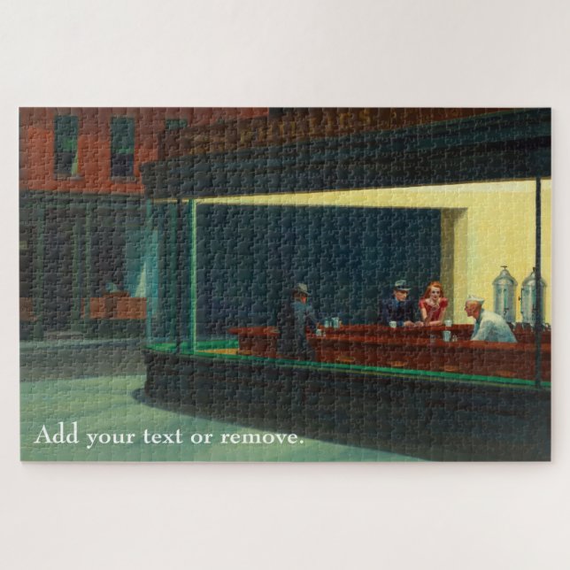 Custom art, "Nighthawks" by Edward Hopper, 1942. Jigsaw Puzzle (Horizontal)