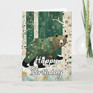 Custom Art Nouveau Bear Birthday  Card