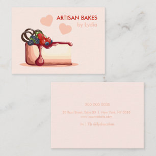 Custom Artisan Bakery Business Card with Cake